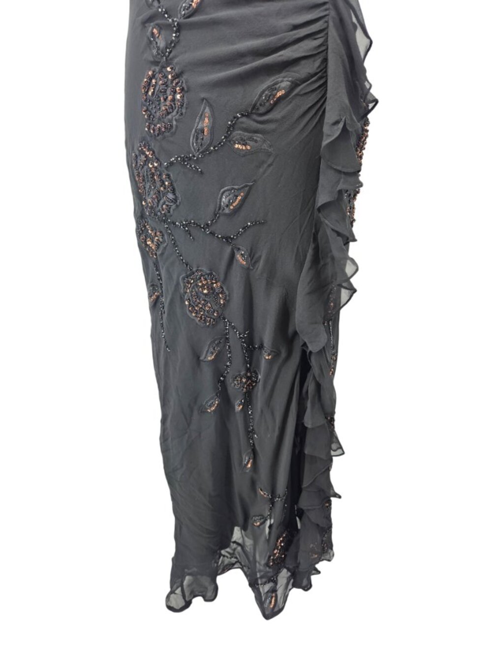 Sue Wong Nocturne Silk Beaded Cocktail Maxi Dress Black Women's Size 8 Evening - Picture 8 of 16